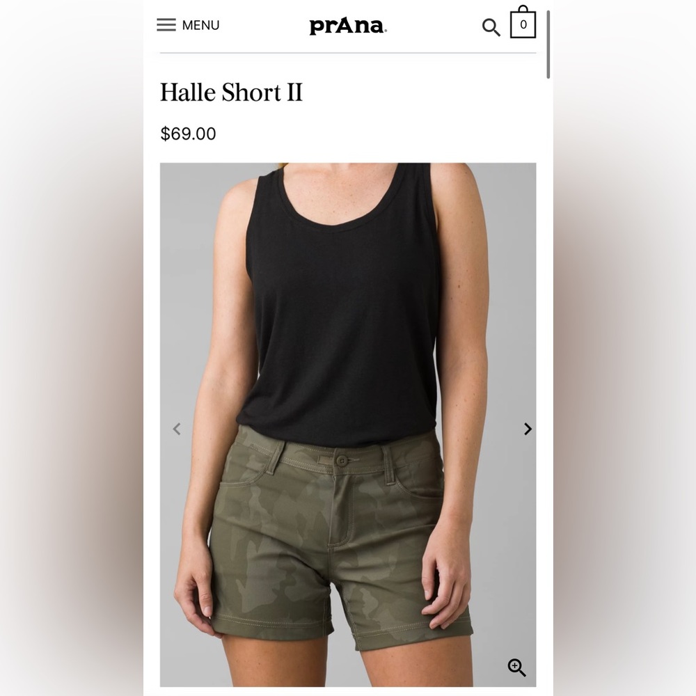 NWT - Prana Halle Short II (Sage Camo)